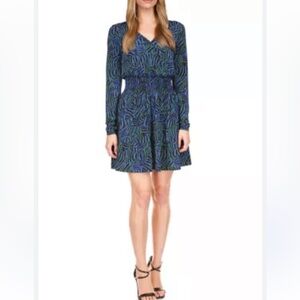 MICHAEL Michael Kors Women's Zebra Printed Wrap Smock Waist Size Large E25018